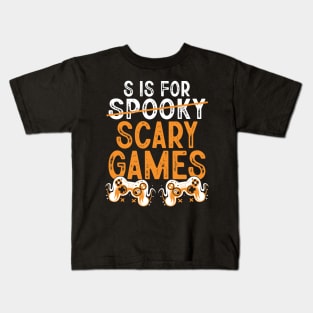 S Is For Spooky Scary Games Funny Halloween Day Gamer Kids T-Shirt